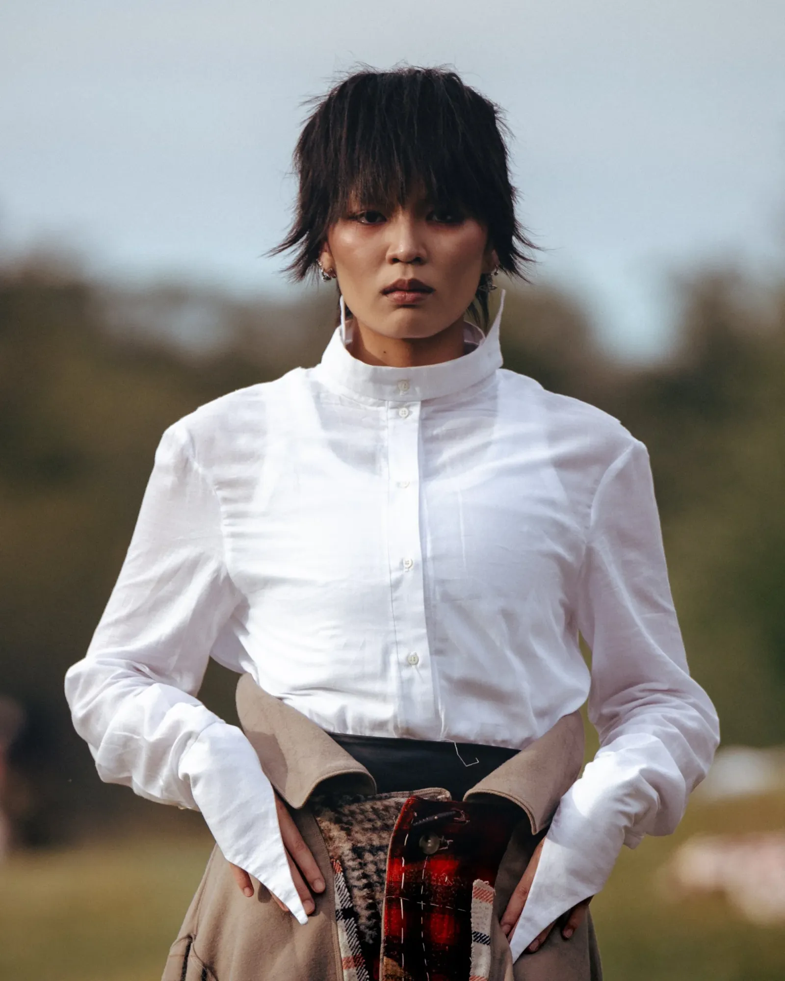 A model wearing a sustainable Hudson Valley design at Hudson Valley Sustainable Fashion Week
