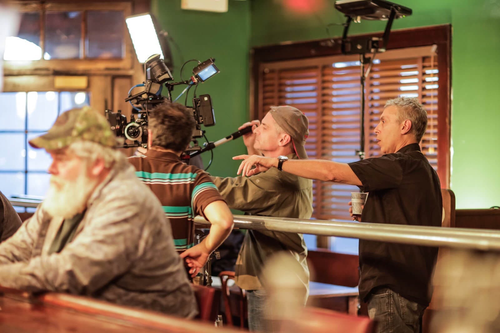Filmmaker Aaron Weisblatt filmming his short film Rooster and the Queen