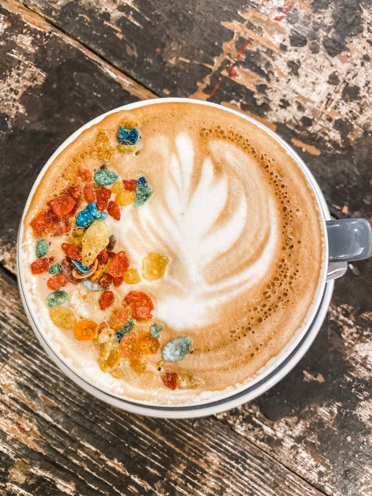The cereal milk latte at Rough Draft, a coffee bar and bookstore in Kingston NY