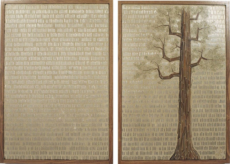 Breath, a wall installation by Hudson Valley artist Brad Teasdale made of sheet glass and steel inlayed into concrete.