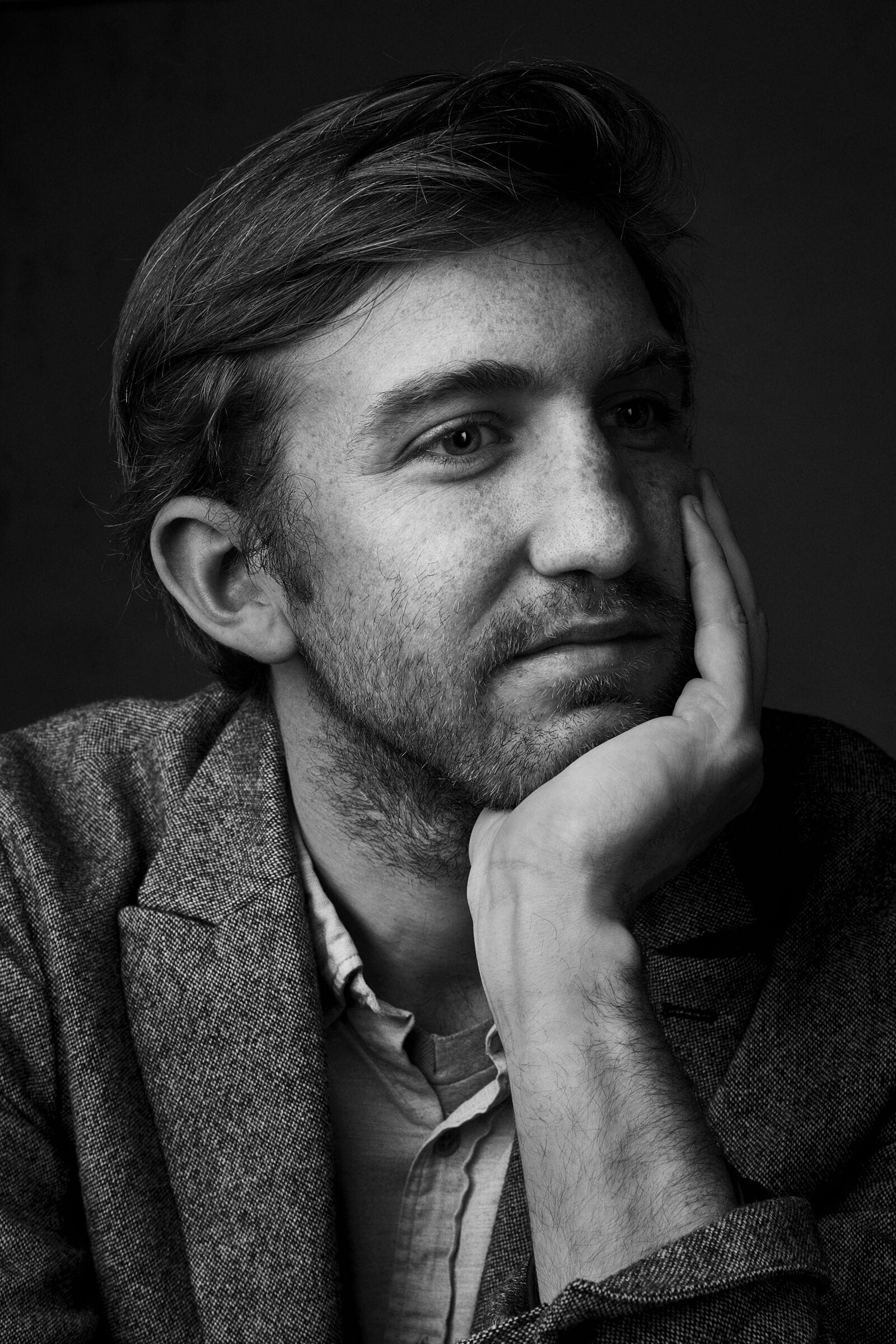 A black-and-white portrait of Hudson Valley sustainability entrepreneur Bryan Meador