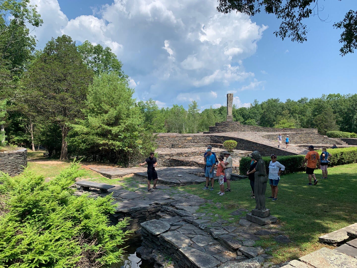 Visitors gathered at Opus 40
