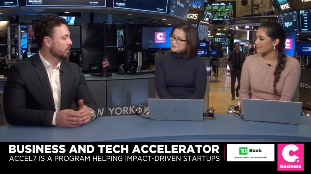 Hudson Valley-based entrepreneur Danny Potocki on TV on Cheddar Business talking about his startup accelerator Accel7