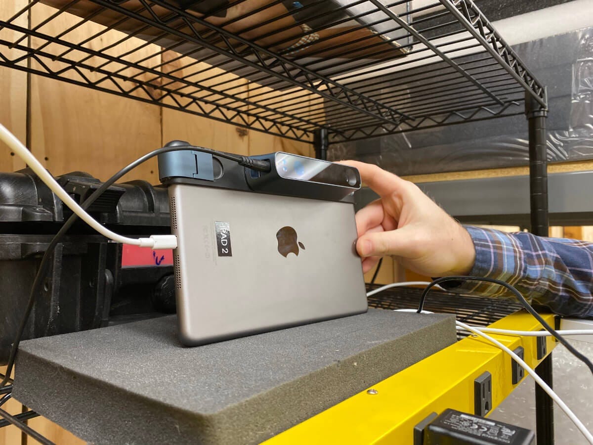 An iPad retrofitted with an advanced 3D camera at the Unlimited Tomorrow offices in Rhinebeck NY