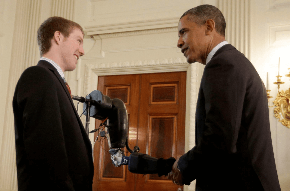 Easton LaChappelle and former President Barack Obama at the White House science fair