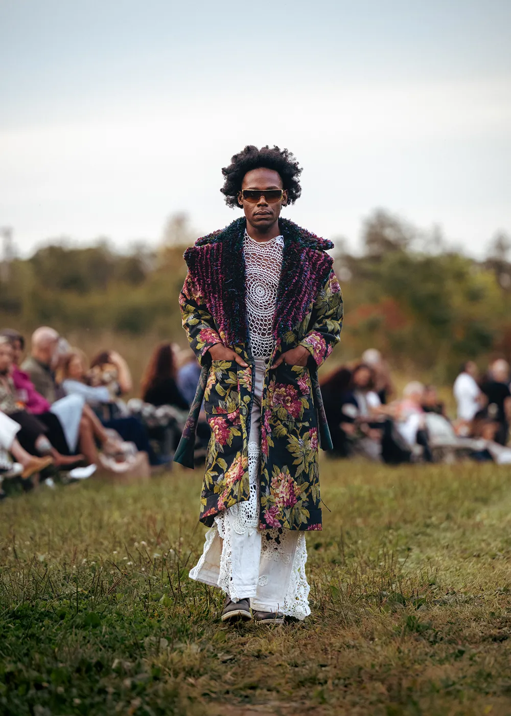 A model wearing a sustainable Hudson Valley design at Hudson Valley Sustainable Fashion Week