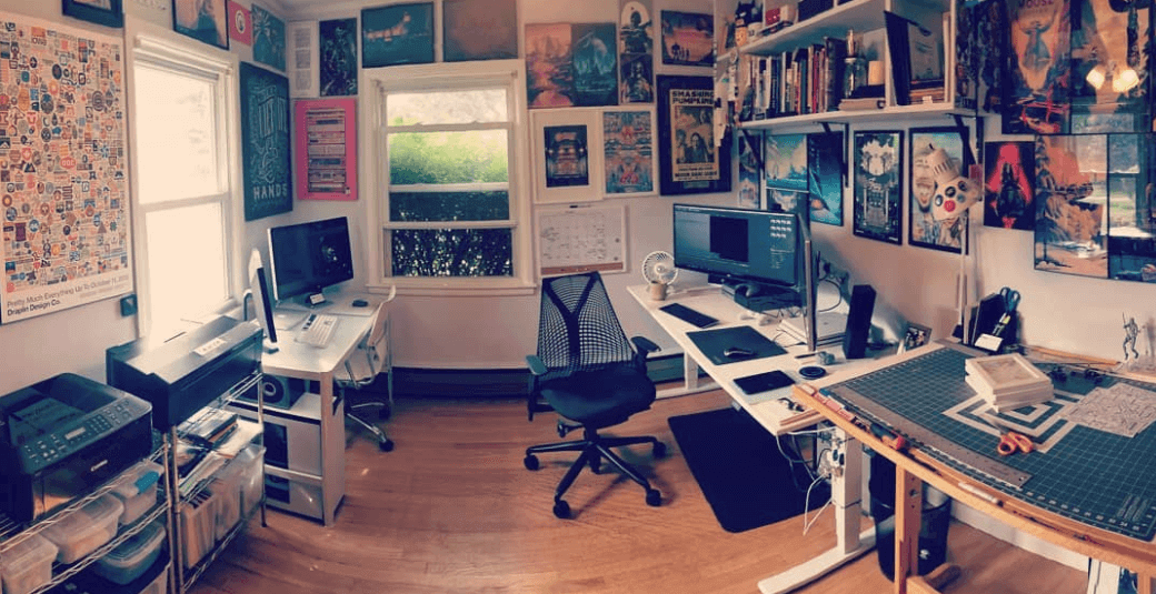 Designer Jared Schafer’s home office in Fishkill.