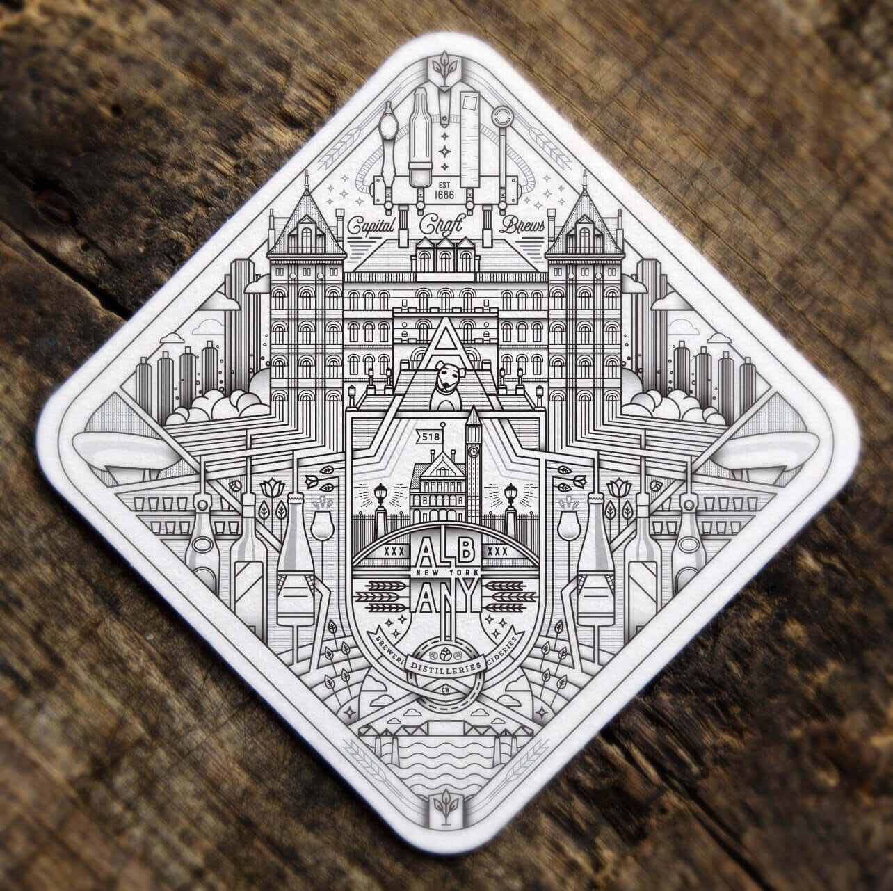 A coaster designed by Hudson Valley-based designer Jared Schafer