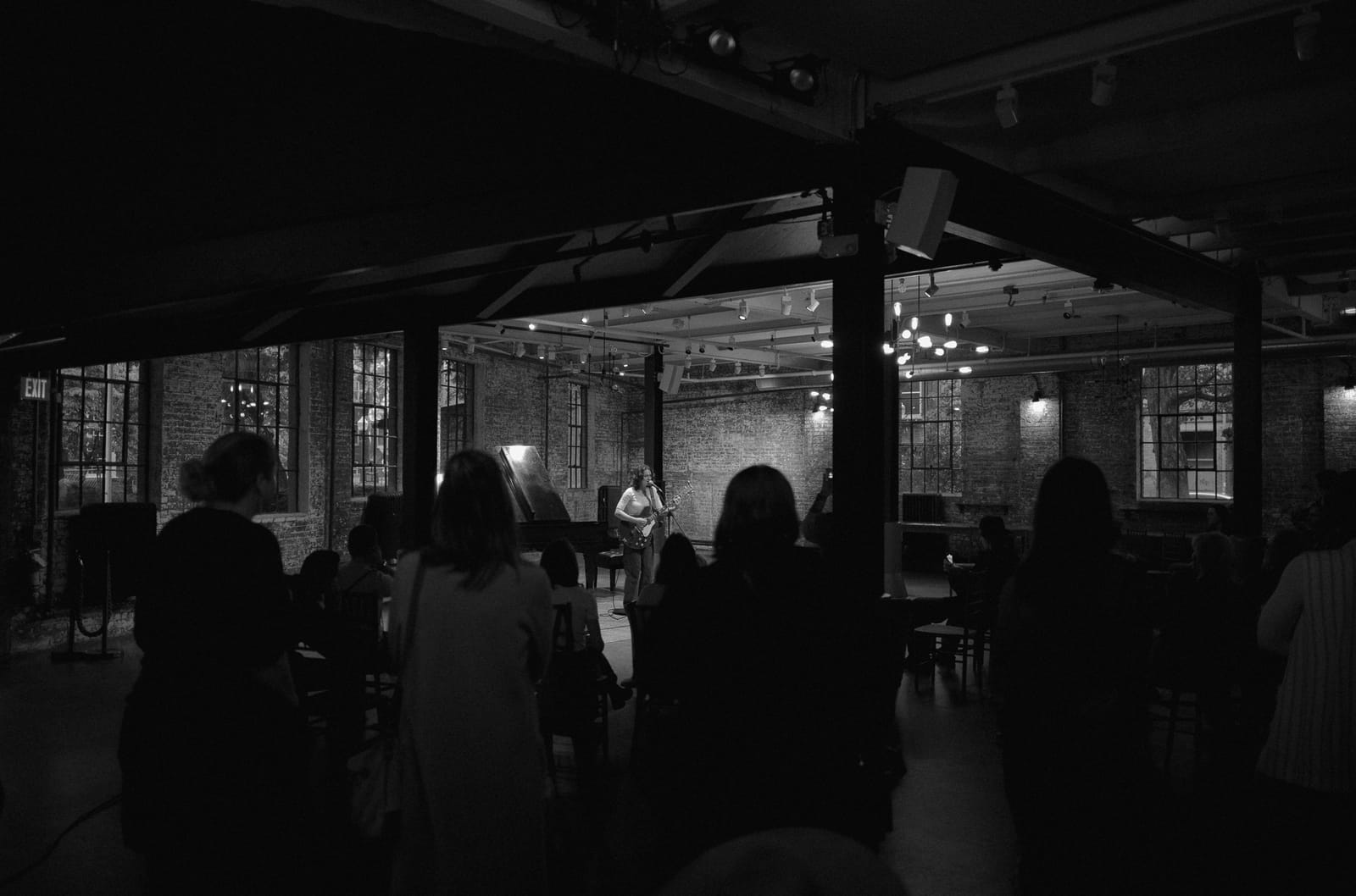 Ginger Winn performing at a ConnectHV meetup for Hudson Valley creatives at the Senate Garage in Kingston NY