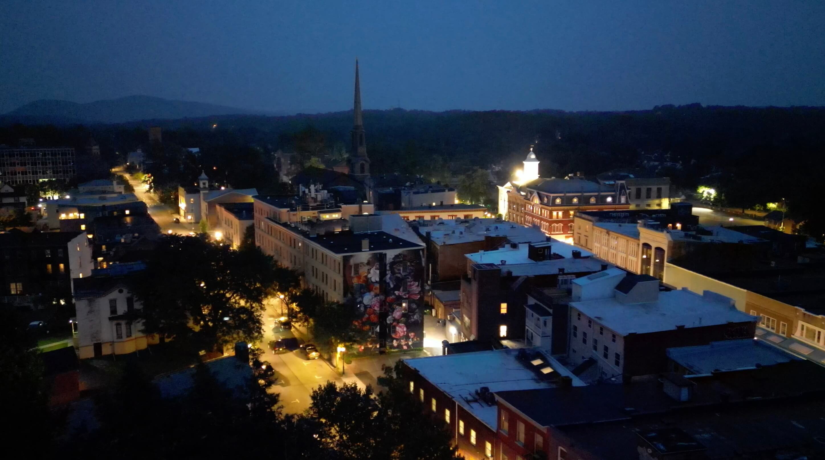Uptown Kingston at night
