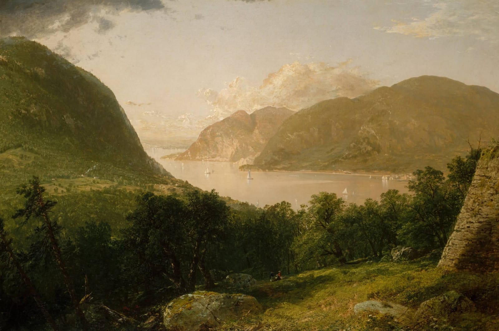 Hudson River Scene, a Hudson River School painting by John Frederick Kensett