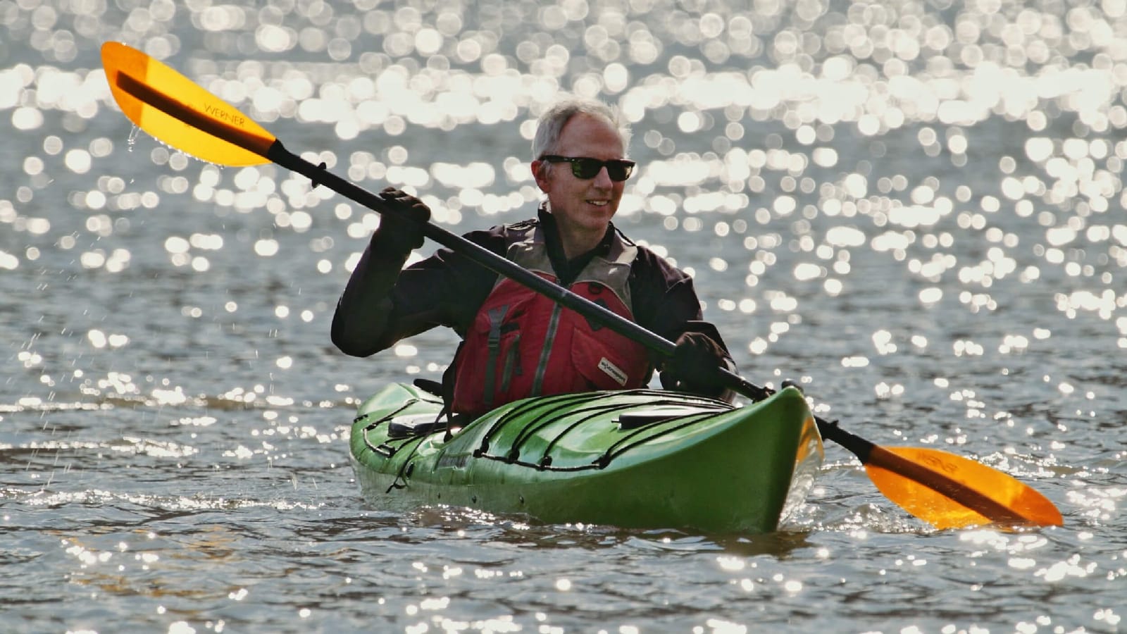 Ned Sullivan kayaking on the Hudson River