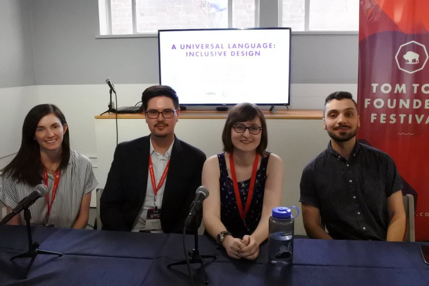 Shauna Keating speaking on a panel about inclusive design at Tom Tom Founder’s Festival.