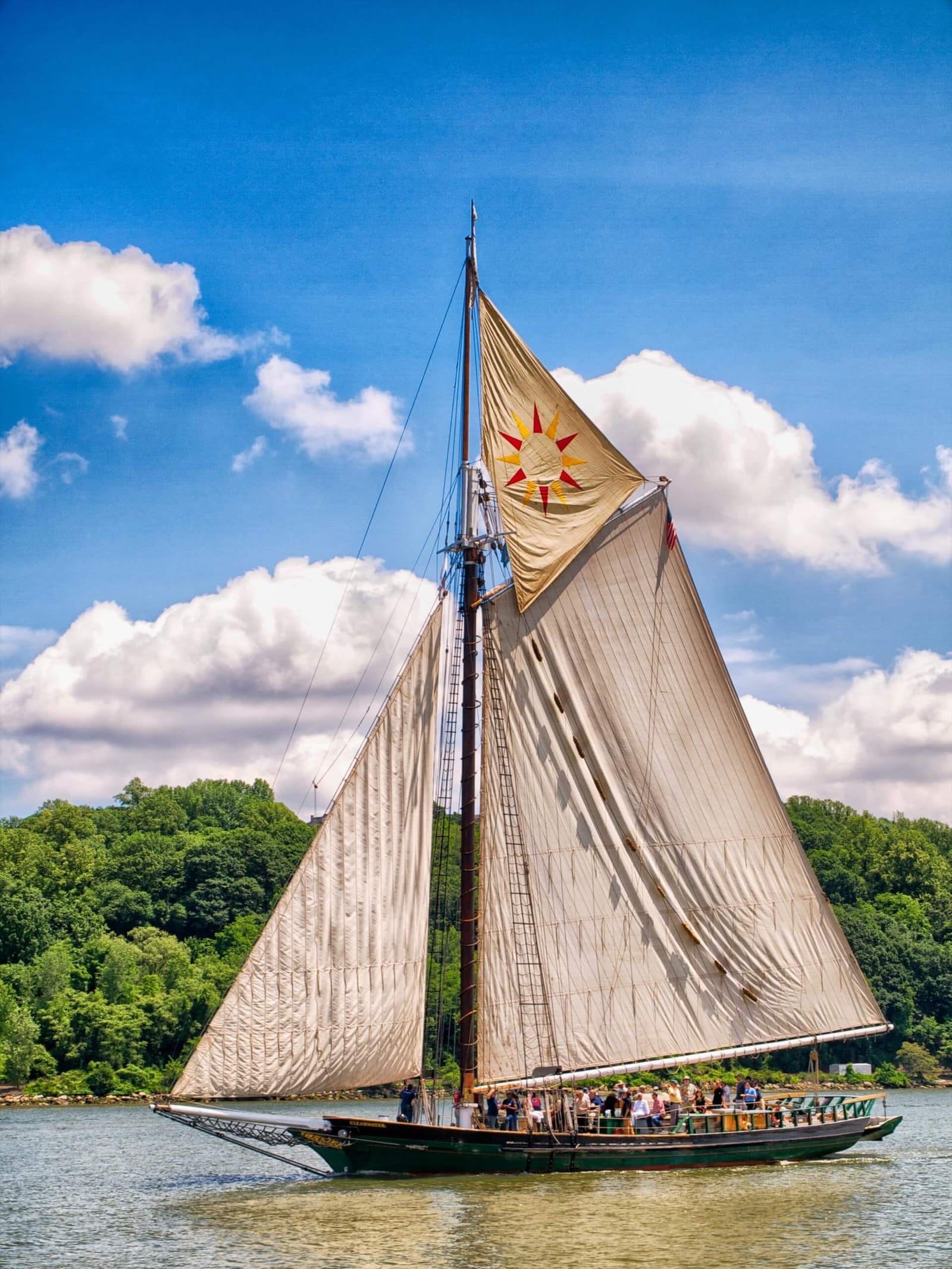 The Sloop Clearwater sailing on the Hudson River